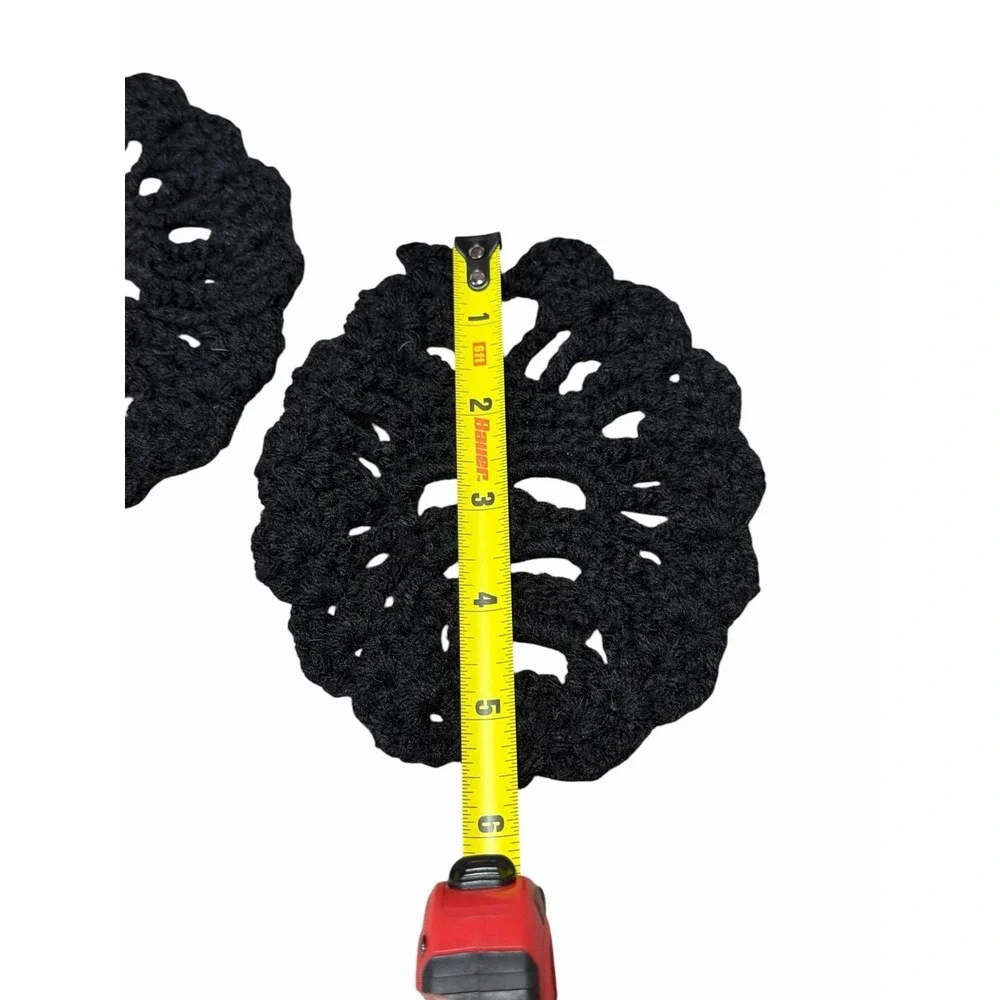 Handmade Crochet Coasters SKULLS black set of 2